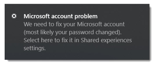 Microsoft account problem screenshot