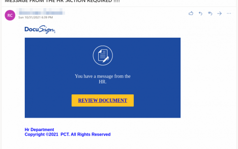 Phishing Alert November
